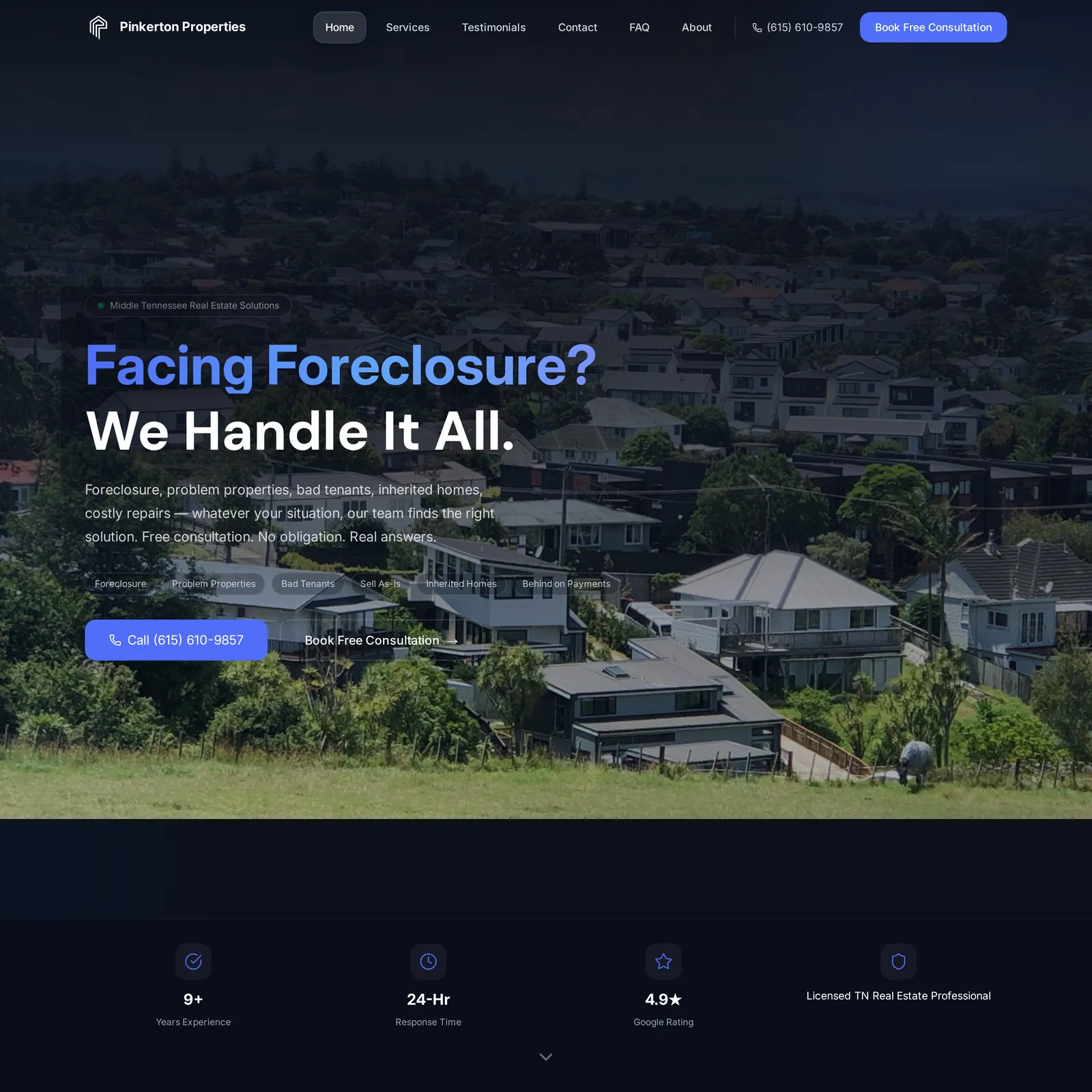 Pinkerton Properties brand mark and website cover.